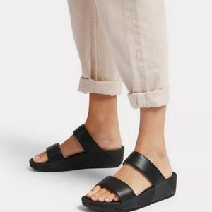 Fitflop Adjustable Leather Slide Sandals